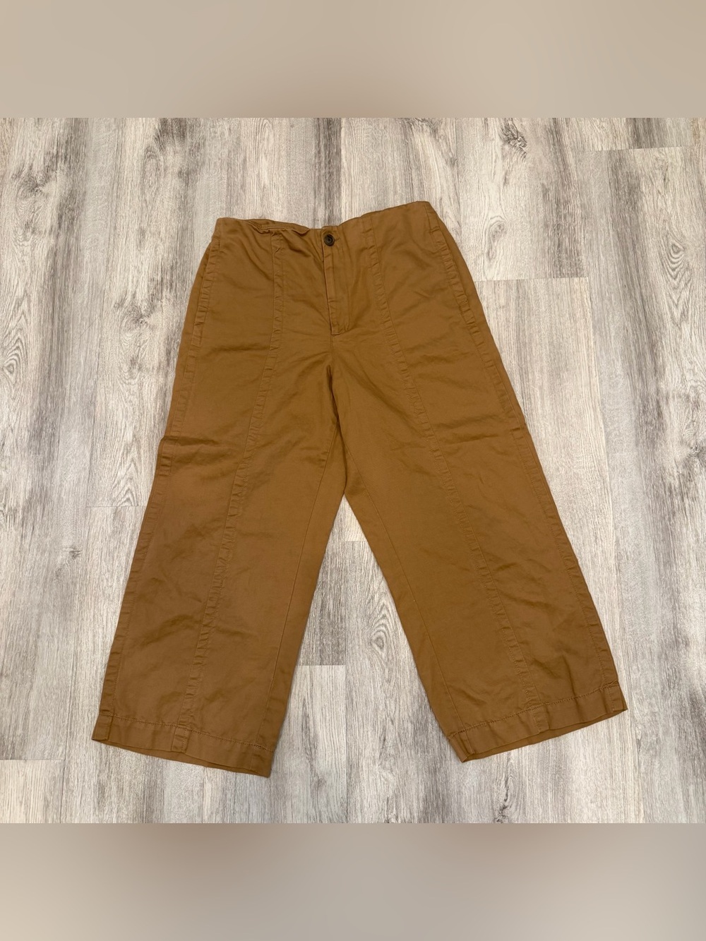 LOFT Linen Blend Wide Leg Crop Pants Size 12‎ High Rise Brown